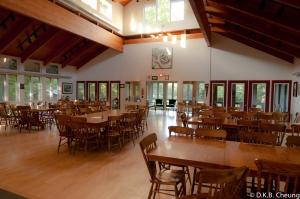 Home cooked meals are served and enjoyed in the beautiful dining room of the main lodge.